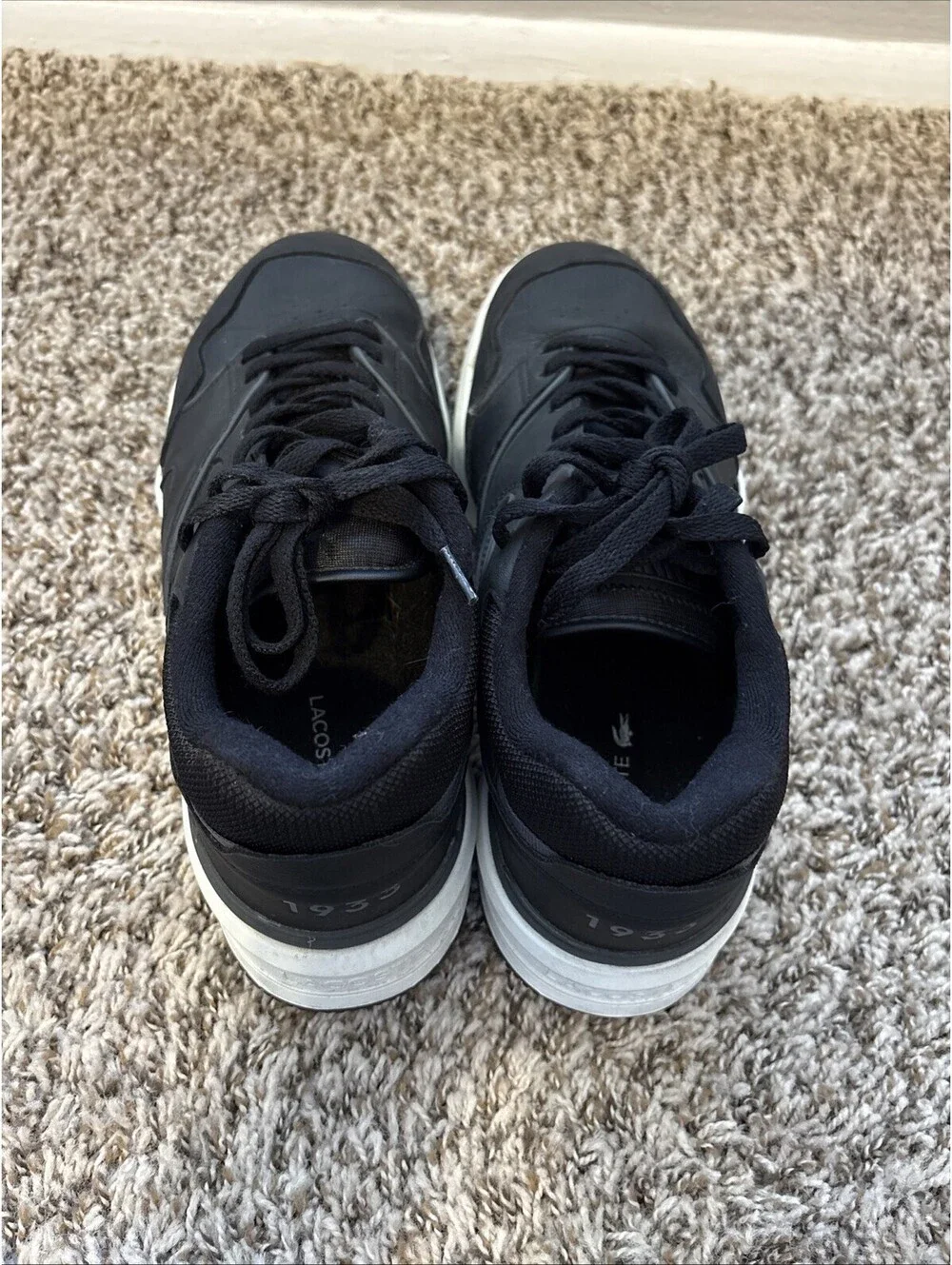 Lacoste Men's Lineshot 223 Leather Sneakers Shoes Black White US Size 11.5